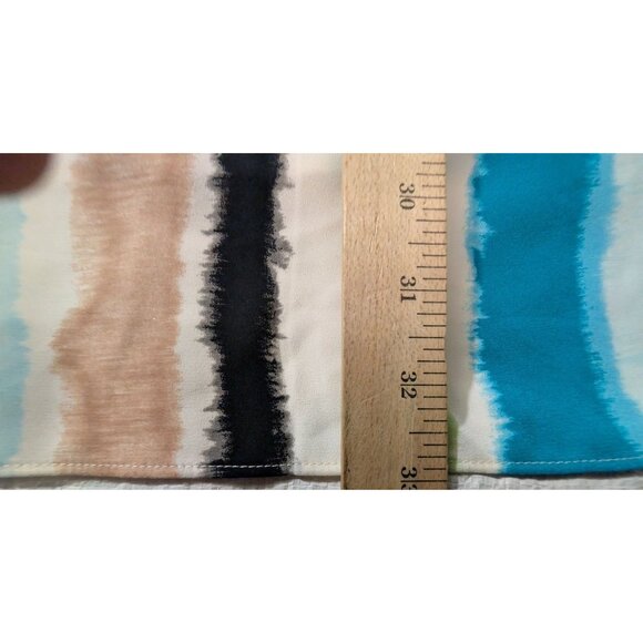 Worthington Womens Plus Size 4X Striped V-Neck Blouse Blue Green Beige Black - Picture 5 of 8